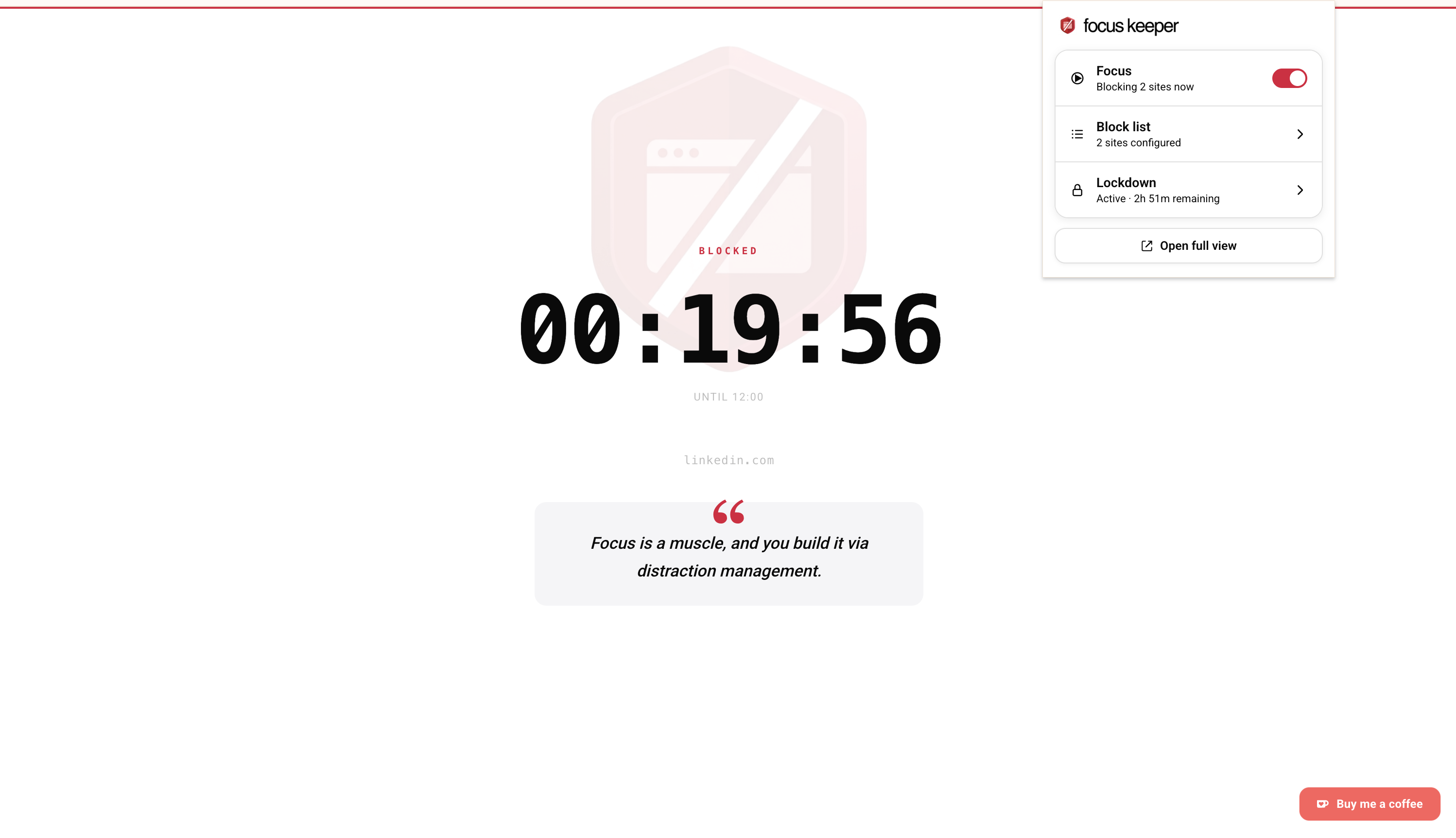 Focus Keeper — popup